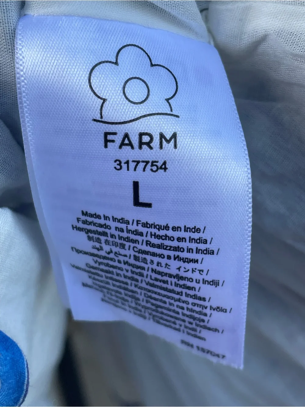 Farm Rio Tile Dream Short Sleeve Blouse Blue White Large